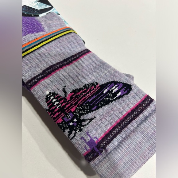 SmartWool Women's XL Everyday Mystic Moth Pattern Socks Crew NWT Purple - Picture 2 of 9